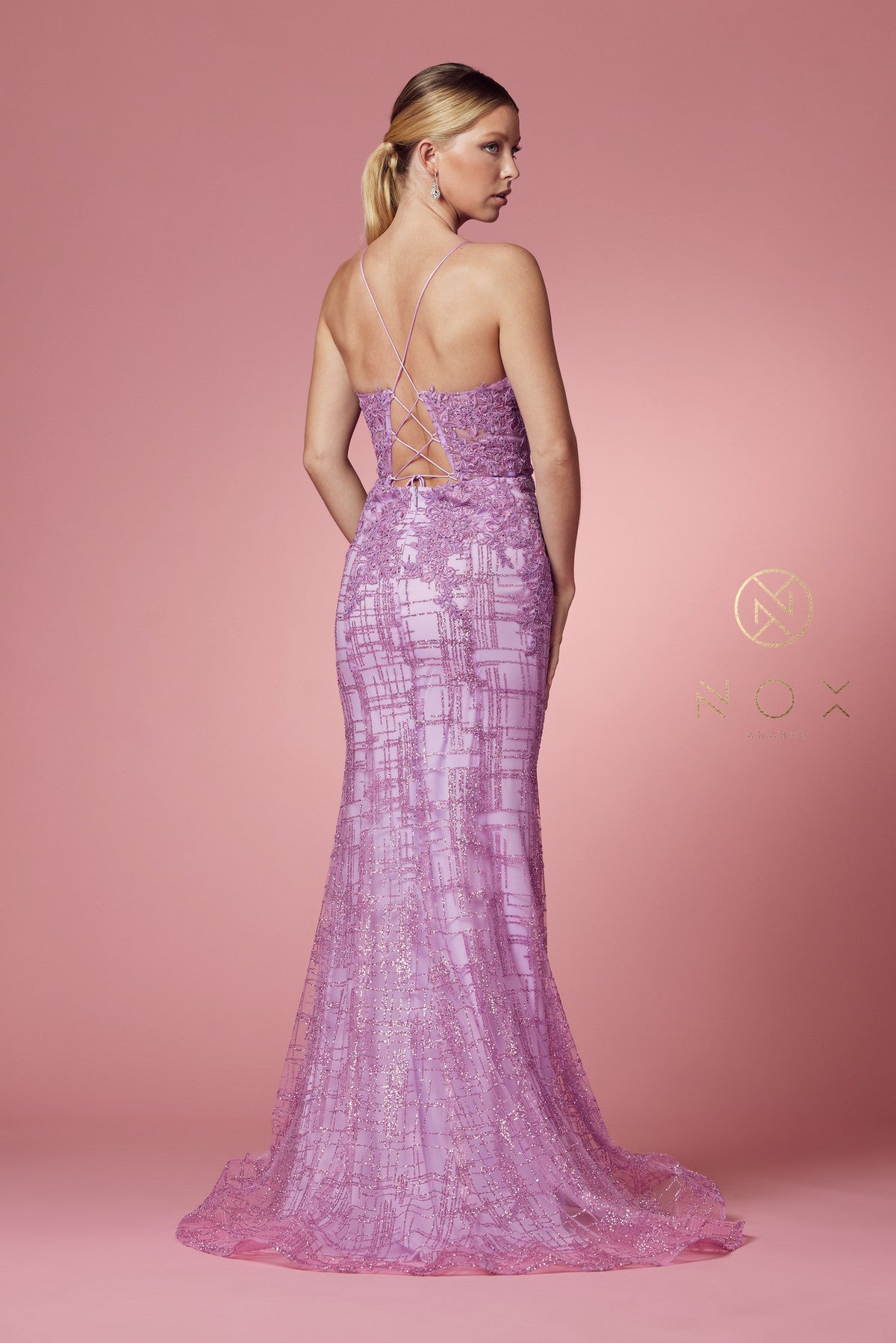 Elara Lilac Glittering Prom Dress