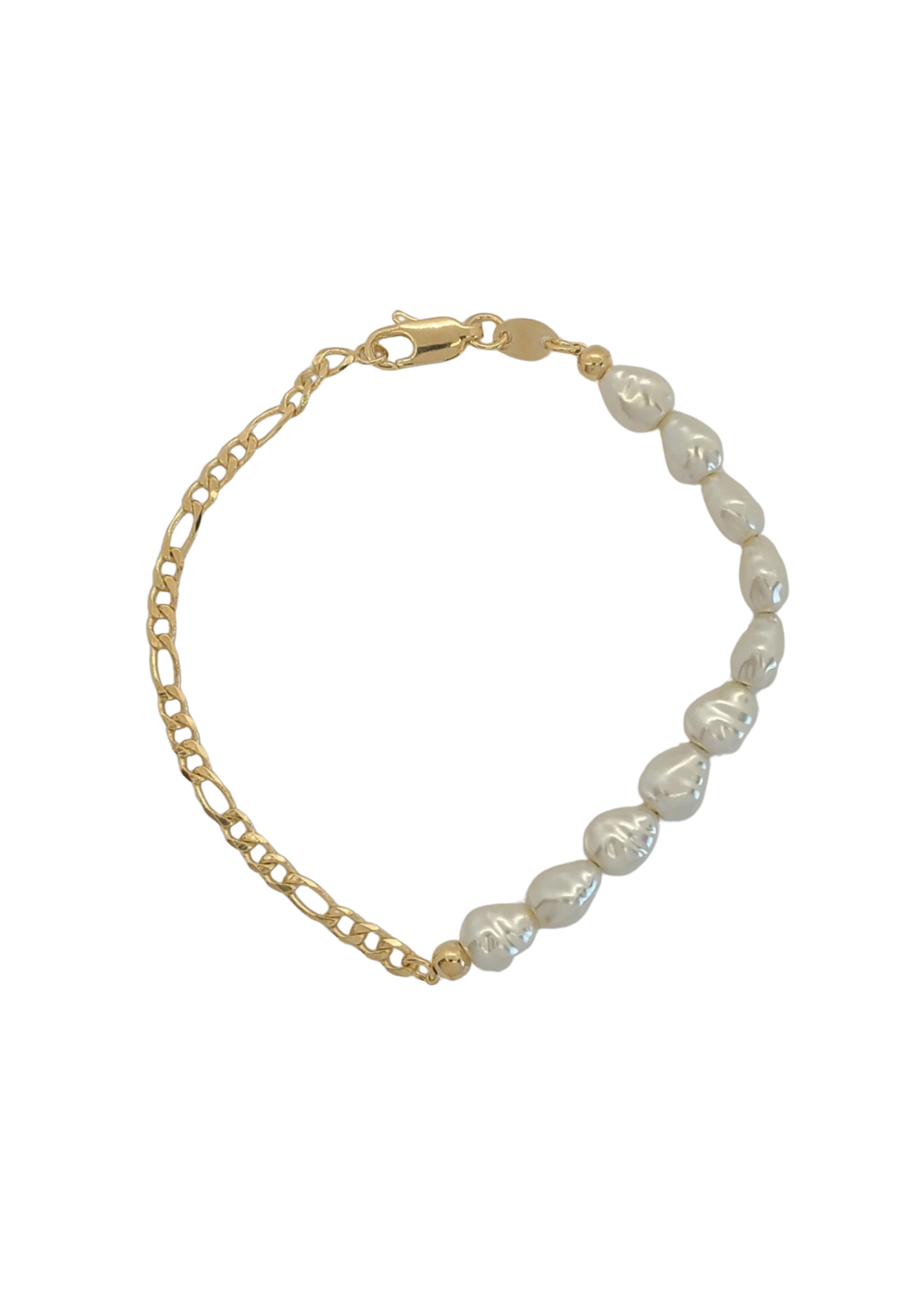 18K Gold Figaro Pearl Bracelet-630 ACCESSORIES - BRACELET-FORMAL SOCIETY