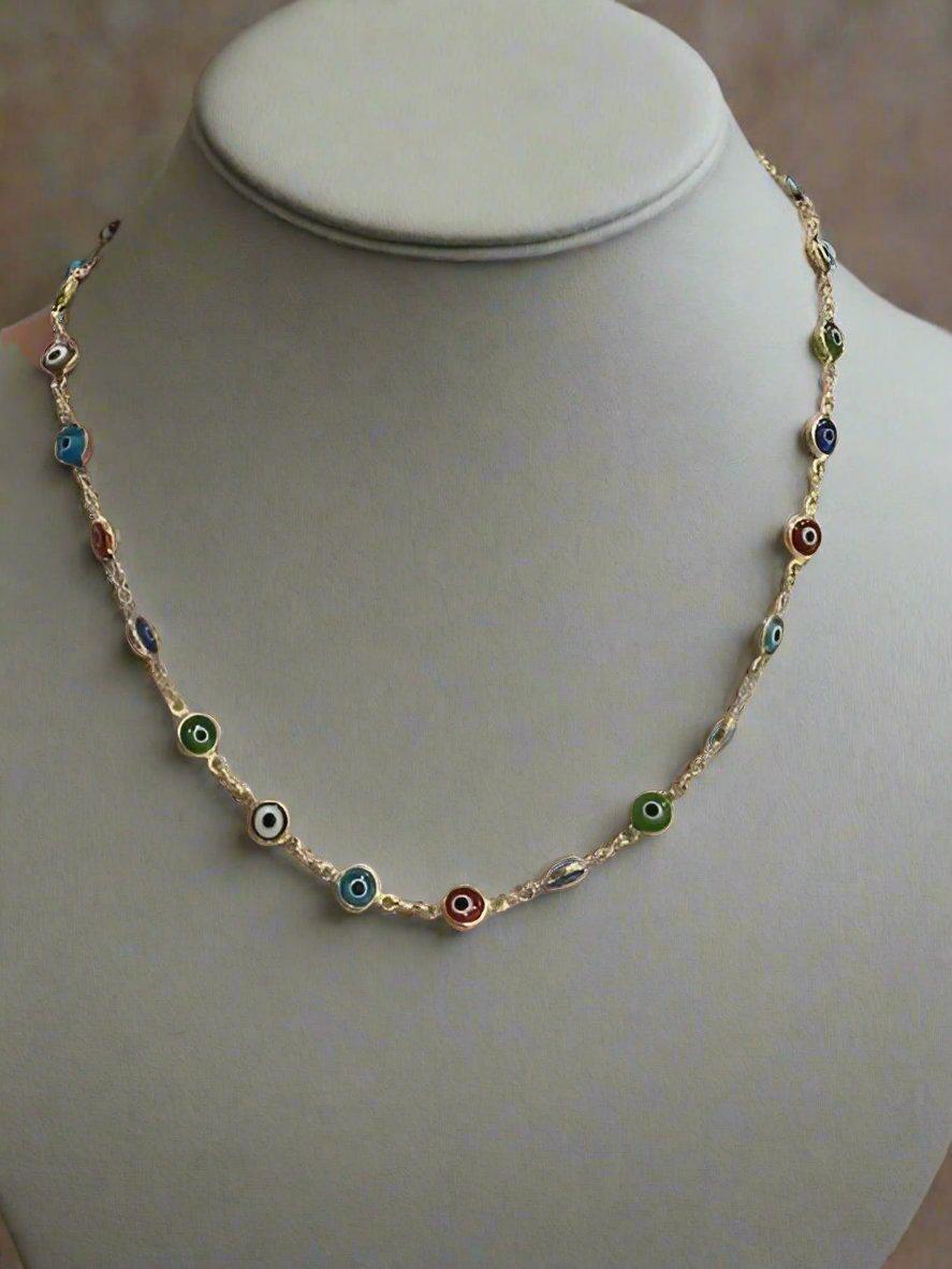 18k Gold Evil Eye Necklace-620 ACCESSORIES - NECKLACE-FORMAL SOCIETY