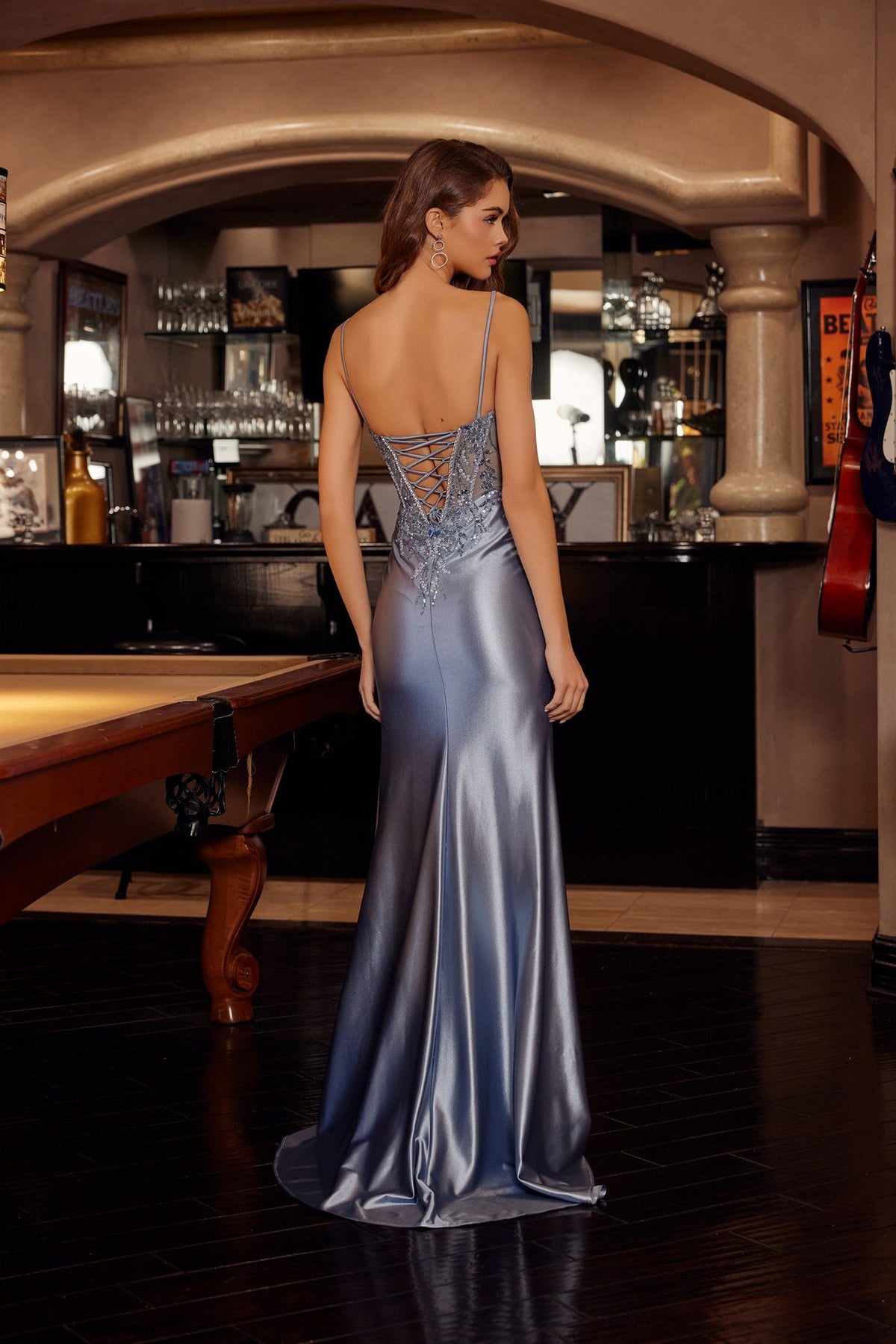 Aveline Smoky Blue Prom Dress