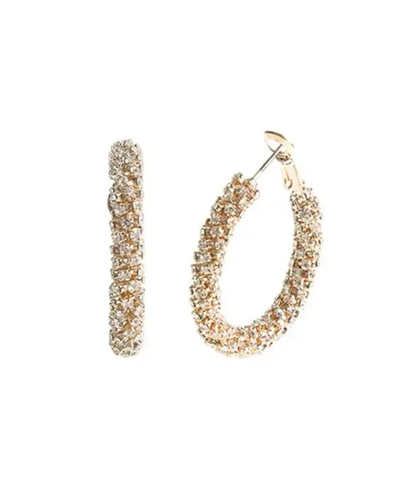 35mm Rhinestone Tube Stone Hoop Earring-610 ACCESSORIES - EARRING-FORMAL SOCIETY