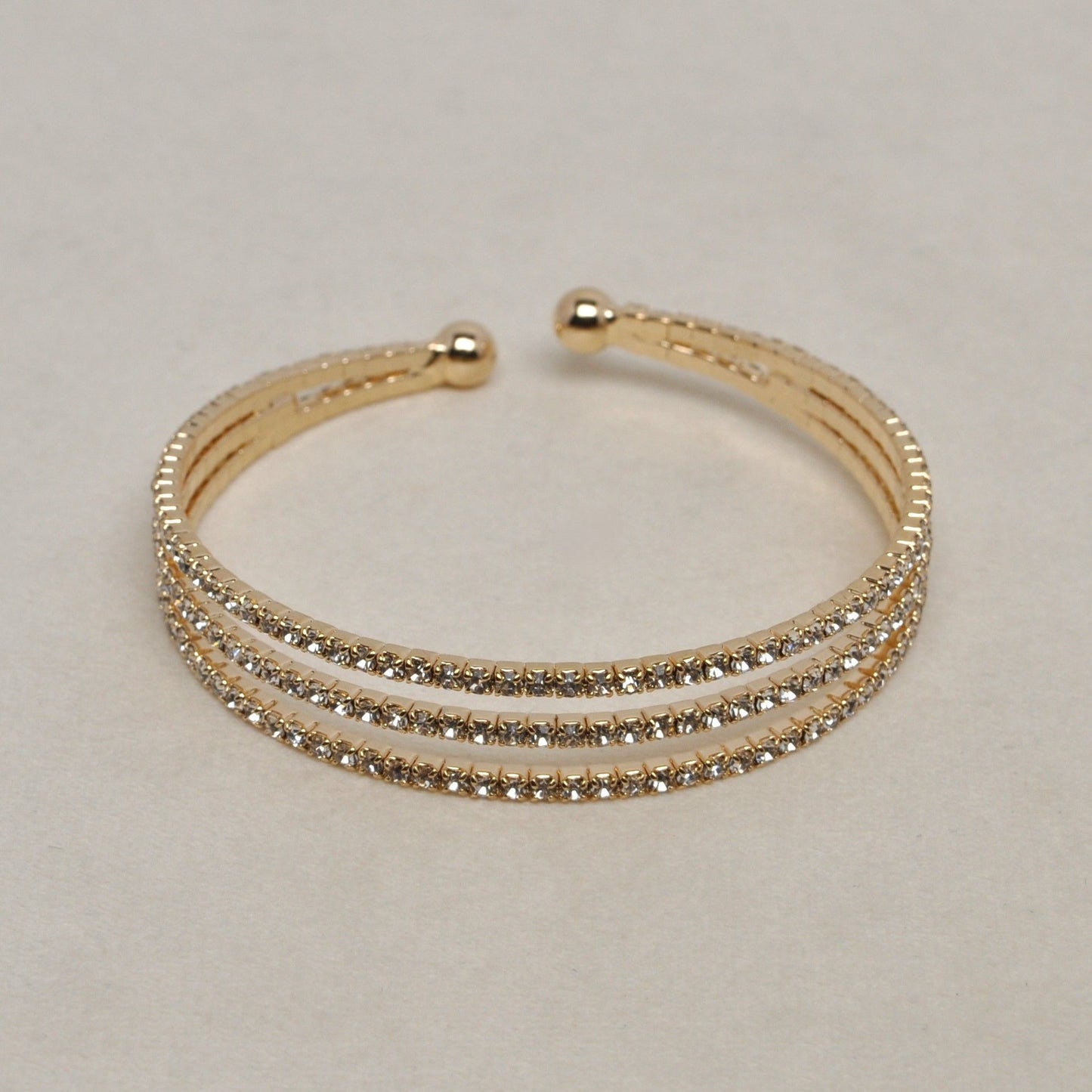 3 Row Crystal Gold Bracelet