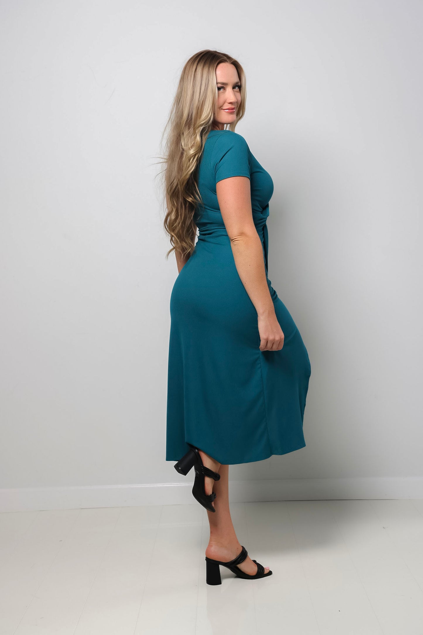 Twist Wrap Midi Dress