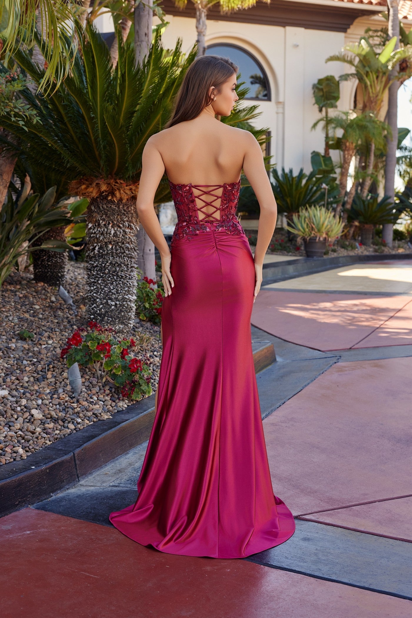 Strapless Sequin Prom Dress with Illusion Bodice
