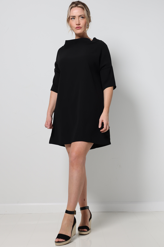 AUDREY COWL NECK TUNIC - BLACK-100 RTW DRESS - MINI-FORMAL SOCIETY