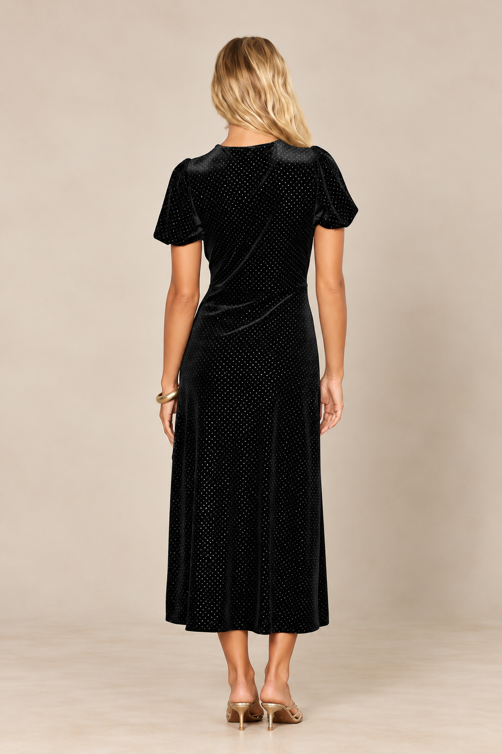 Polka Dot Velvet Lace Midi Dress