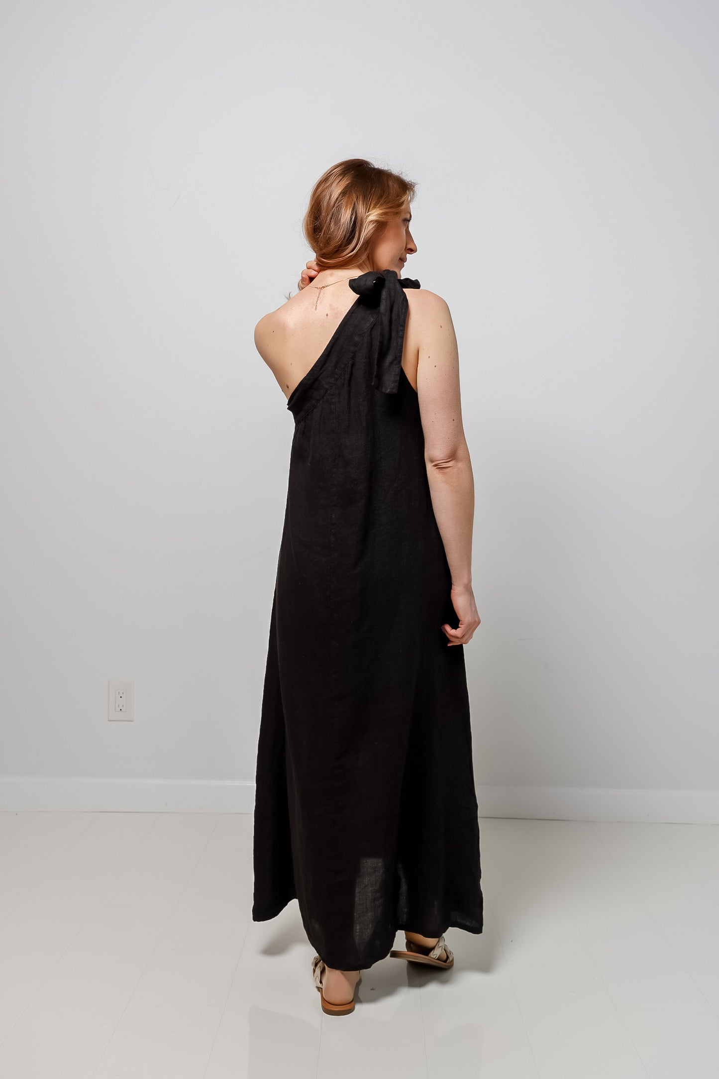 Black Siena Linen Dress-110 RTW DRESS - MAXI-FORMAL SOCIETY