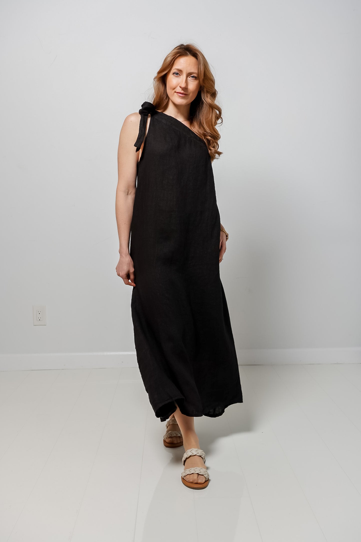 Black Siena Linen Dress-110 RTW DRESS - MAXI-FORMAL SOCIETY