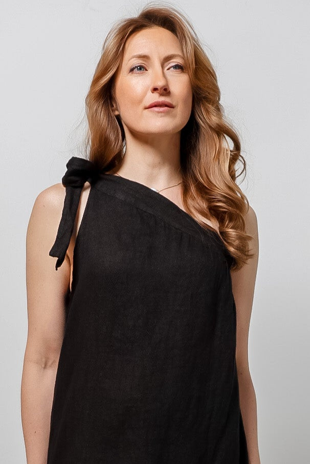 Black Siena Linen Dress-110 RTW DRESS - MAXI-FORMAL SOCIETY