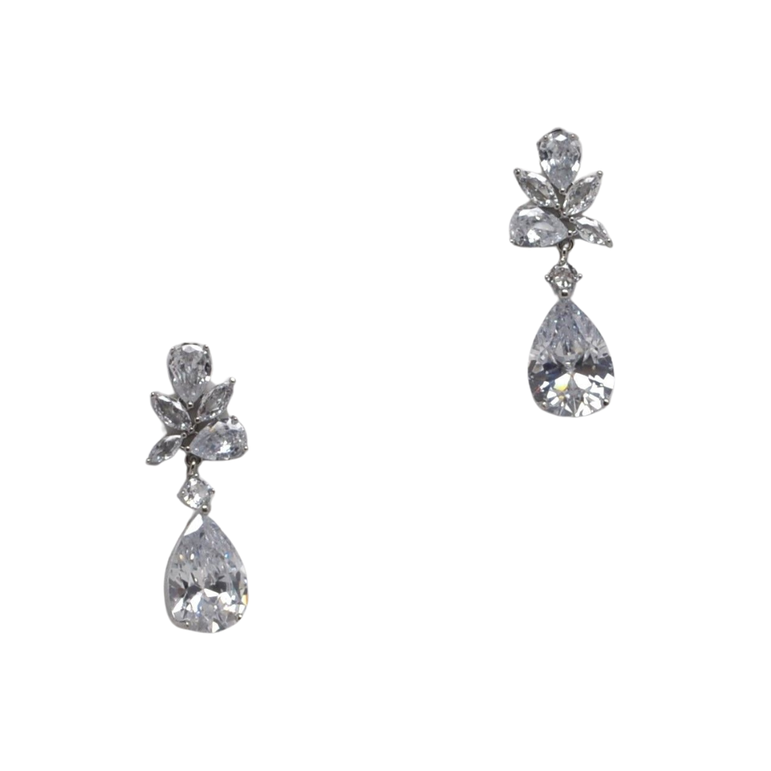 CZ Cluster Drop Earring-610 ACCESSORIES - EARRING-FORMAL SOCIETY