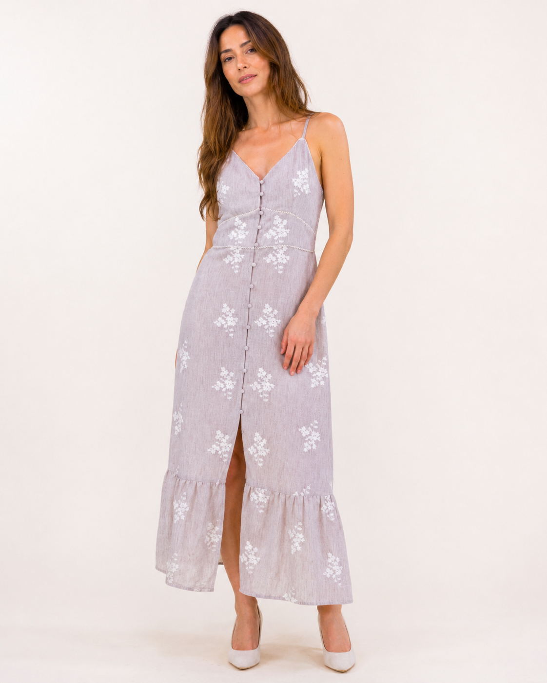 in loom maxi dress Cottage Embroidred A-Line Color:Beige Champagne Women's Dress Collection | farewell-us its complete with hidden