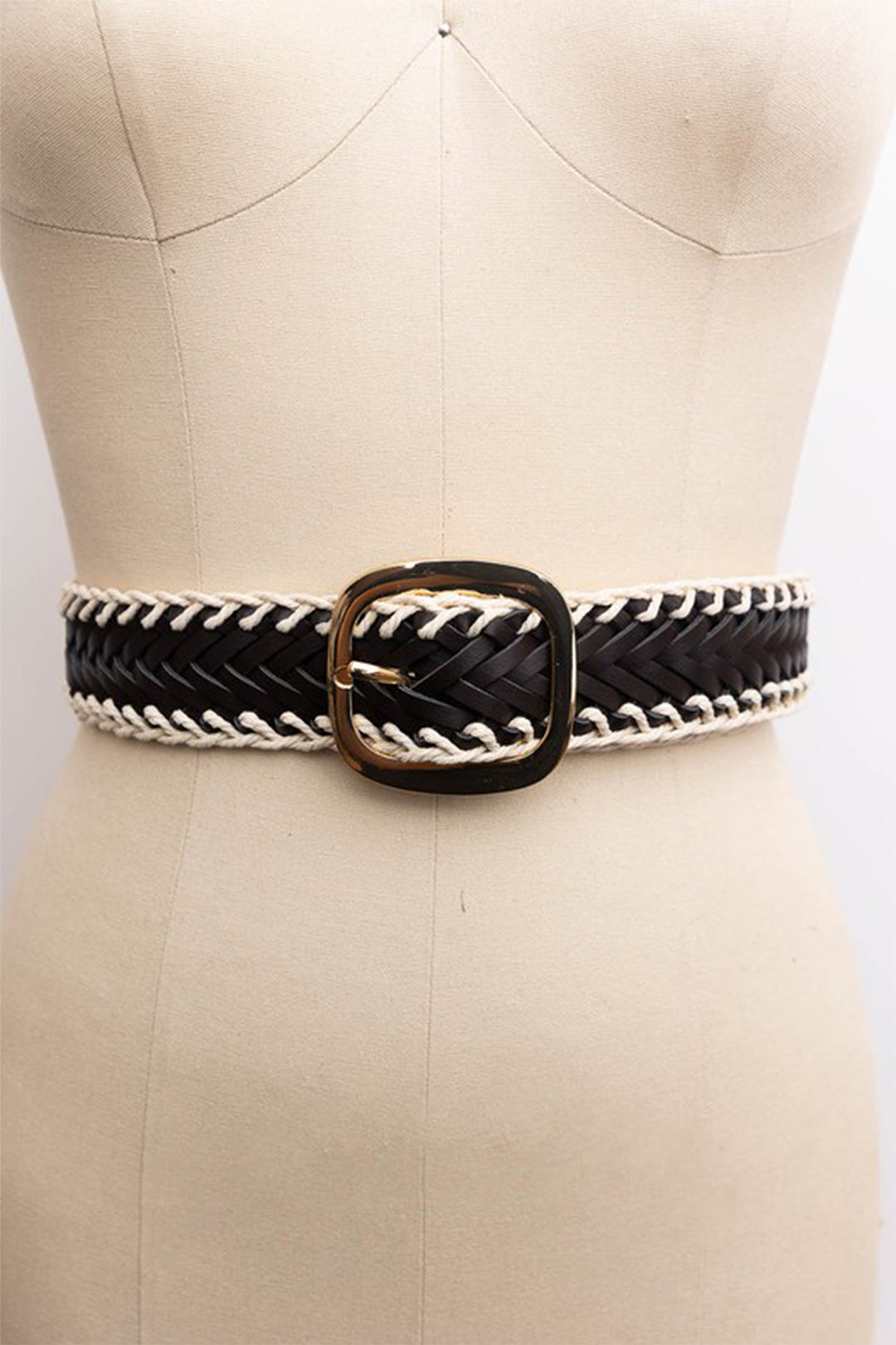 Crochet Trimmed Vegan Leather Belt-530 BELTS-FORMAL SOCIETY