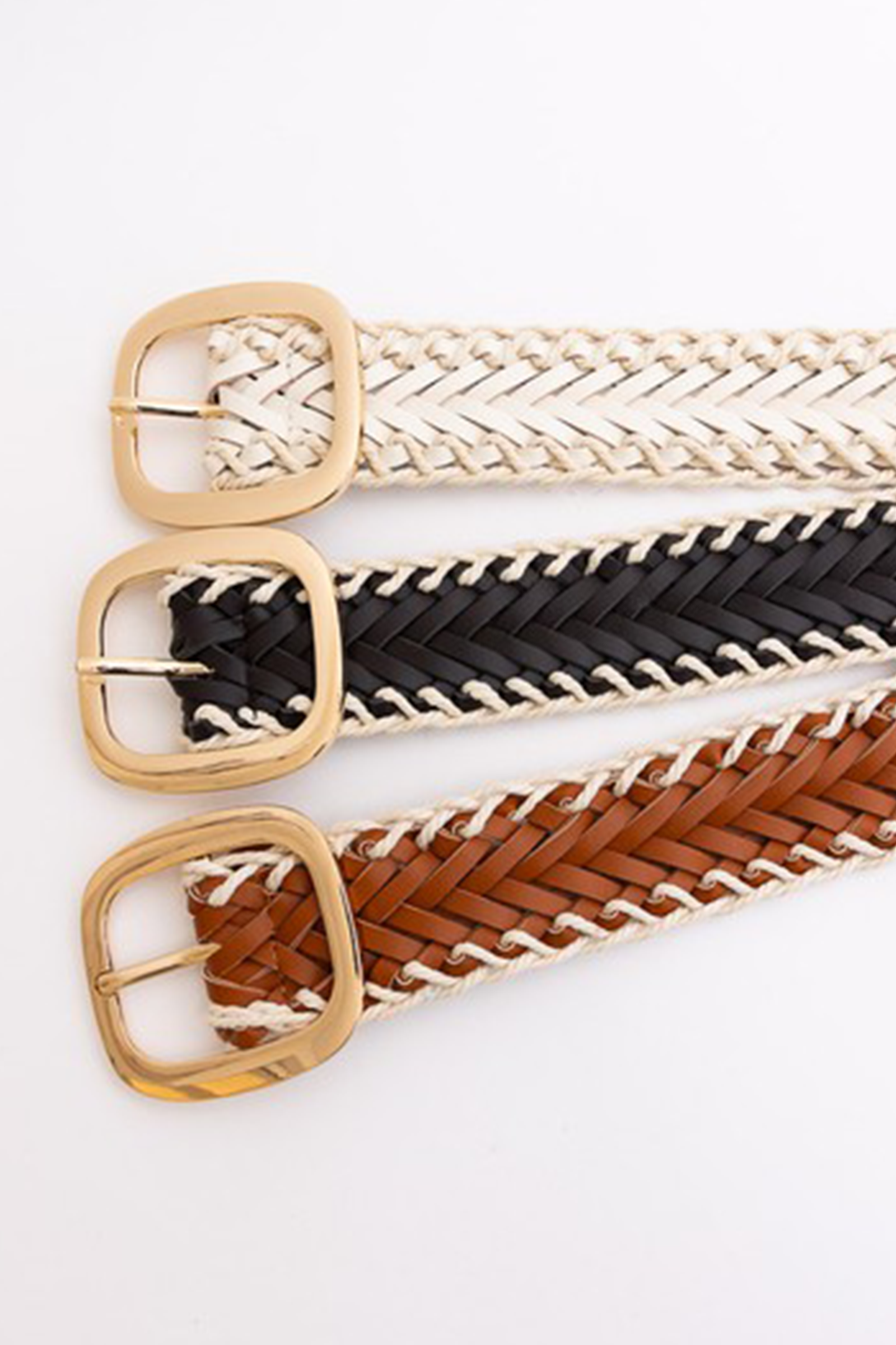 Crochet Trimmed Vegan Leather Belt-530 BELTS-FORMAL SOCIETY