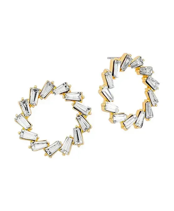 Crystal Baguette Circle Post Earring-610 ACCESSORIES - EARRING-FORMAL SOCIETY