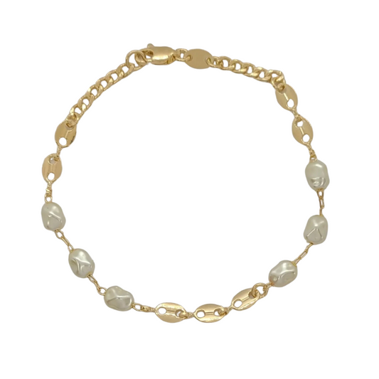 Curb Link Pearls Bracelet-630 ACCESSORIES - BRACELET-FORMAL SOCIETY