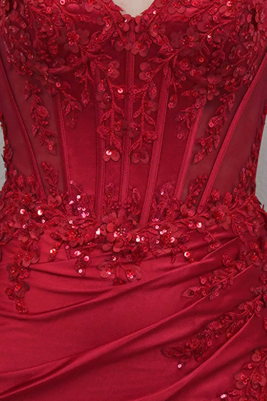 Beaded Corset Mesh Satin Ruched Mini Homecoming Dress