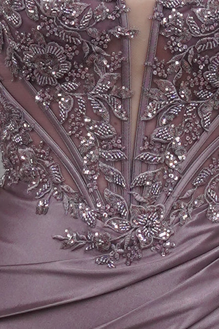 Beaded Lace Corset Satin Ruched Mini Homecoming Dress