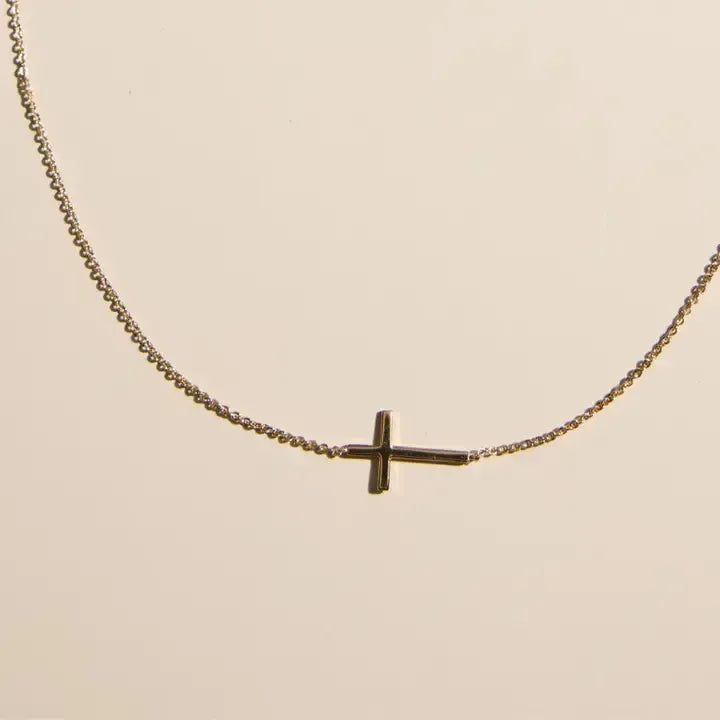 Gold Sideways Cross Necklace-630 ACCESSORIES - EARRINGS-FORMAL SOCIETY