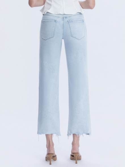 High Rise Light Wash Slim Wide Jeans