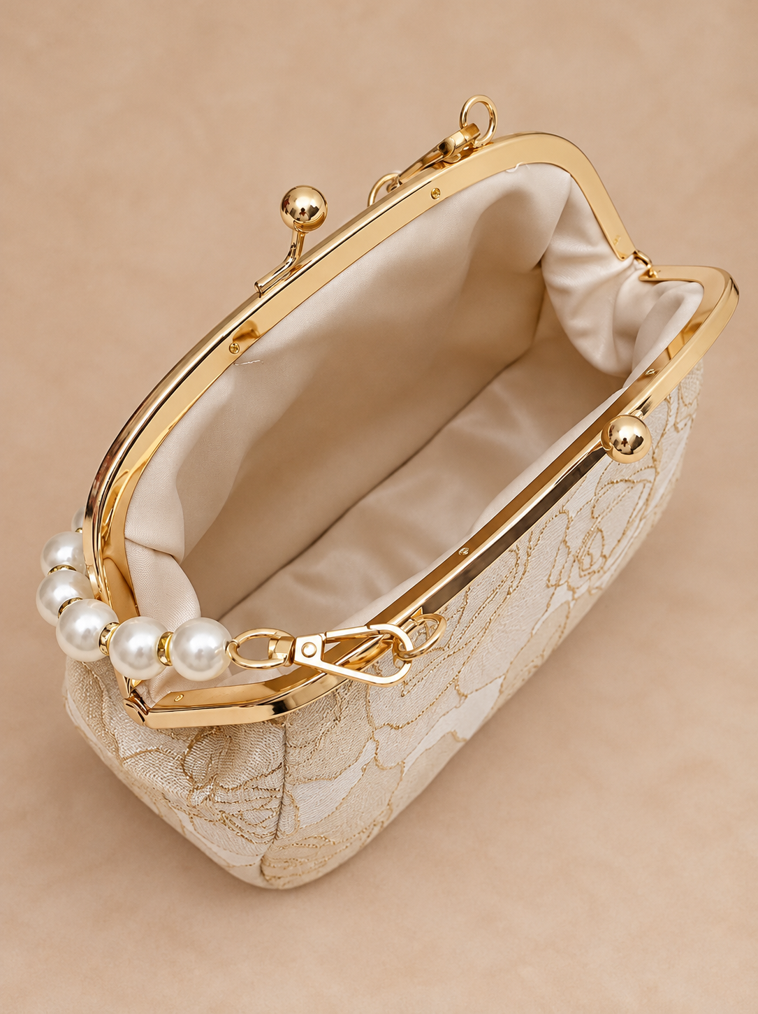 Ivory Floral Brocade Evening Bag