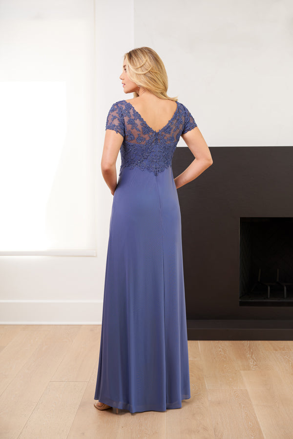 K268008 Divine Stretch Illusion and Embroidered Lace Fit and Flare Gown