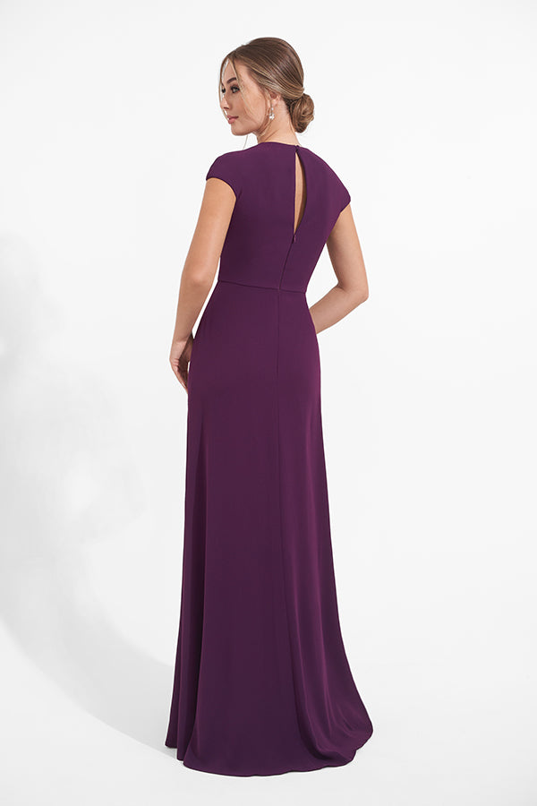 K278003 Modern Fit and Flare Soft Stretch Crepe Gown