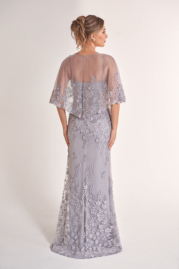 K278072 Romantic Bianca Flower Lace Fit and Flare Dress with Sweetheart Neckline and Detachable Three-Dimensional Flower Cape
