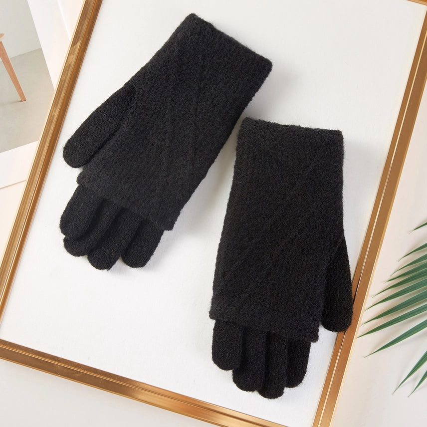 Knit Weave Texture Winter Gloves