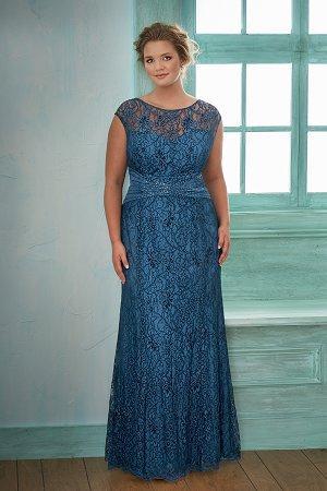 Long Boat Neckline Lace & Amber Satin Chiffon MOB Dress K178010-999 FORMAL - MOB-FORMAL SOCIETY