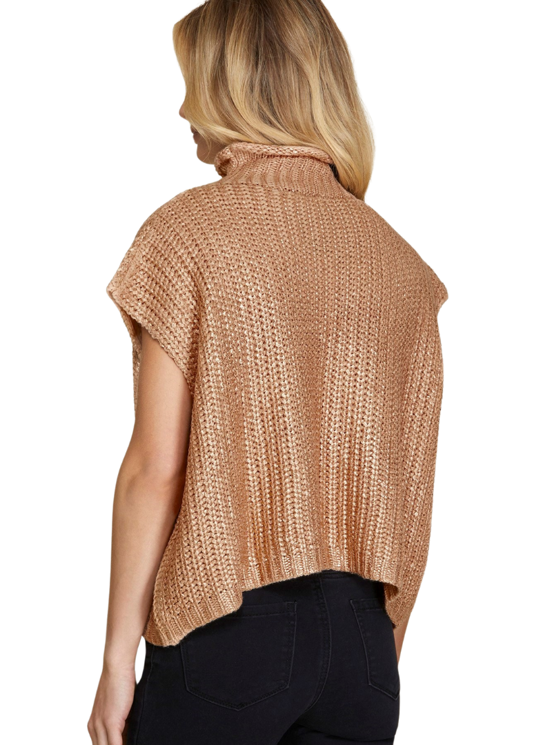 Metallic Sweater Vest Top-340 RTW TOP - SWEATER-FORMAL SOCIETY