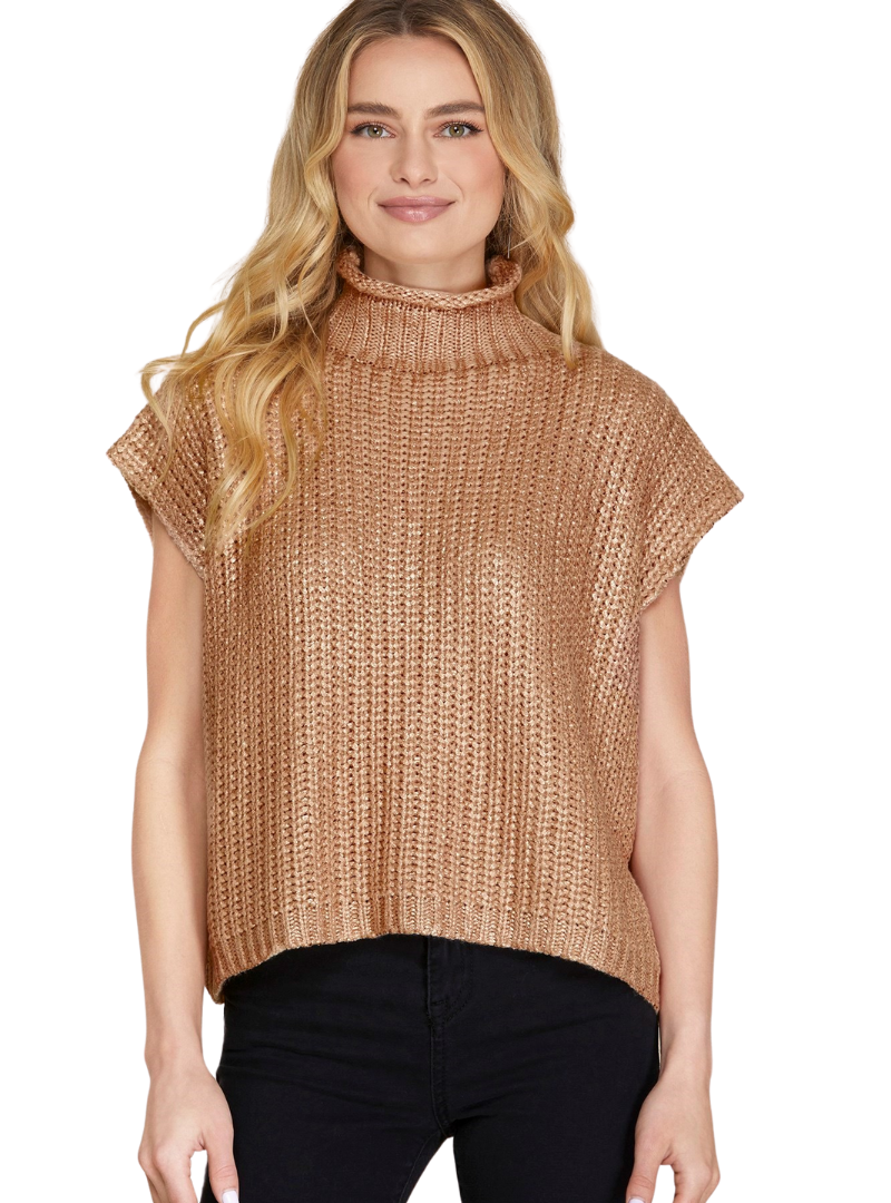 Metallic Sweater Vest Top-340 RTW TOP - SWEATER-FORMAL SOCIETY