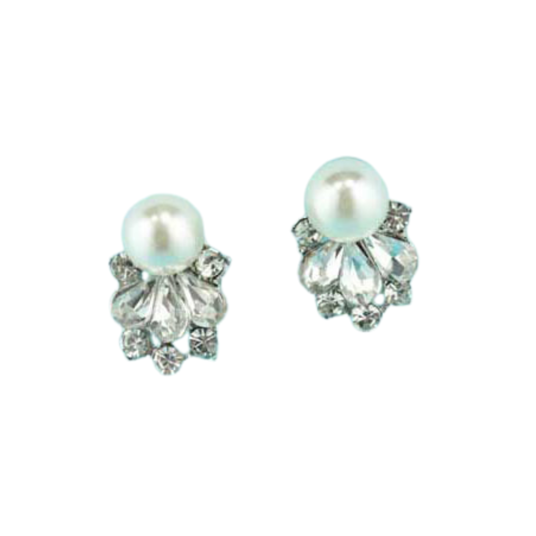 Pearl and Crystal Crown Earring-610 ACCESSORIES - EARRING-FORMAL SOCIETY