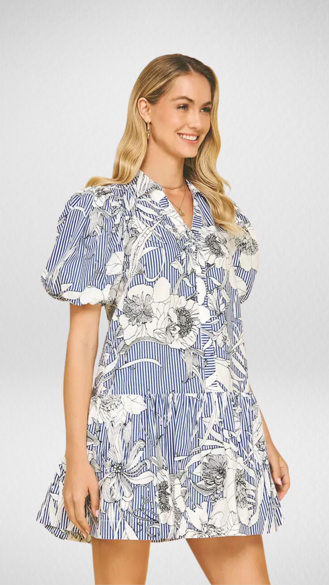 Floral Striped Mini Dress