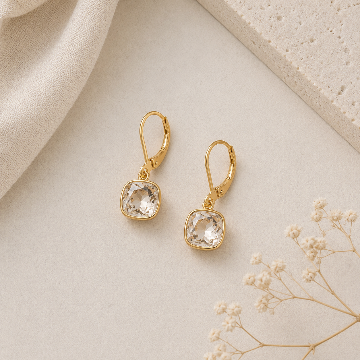 Crystal Gold Earring
