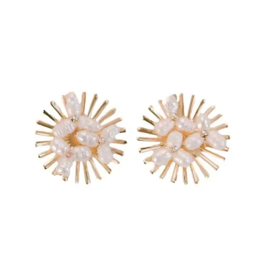 Sunburst Pearl Statement Stud Earrings-610 ACCESSORIES - EARRING-FORMAL SOCIETY