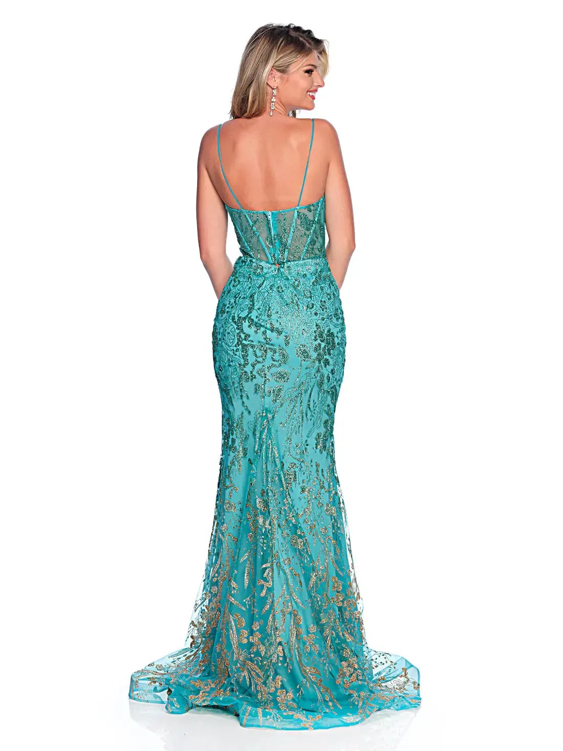 Turquoise & Gold Prom Dress-999 FORMAL - PROM-FORMAL SOCIETY