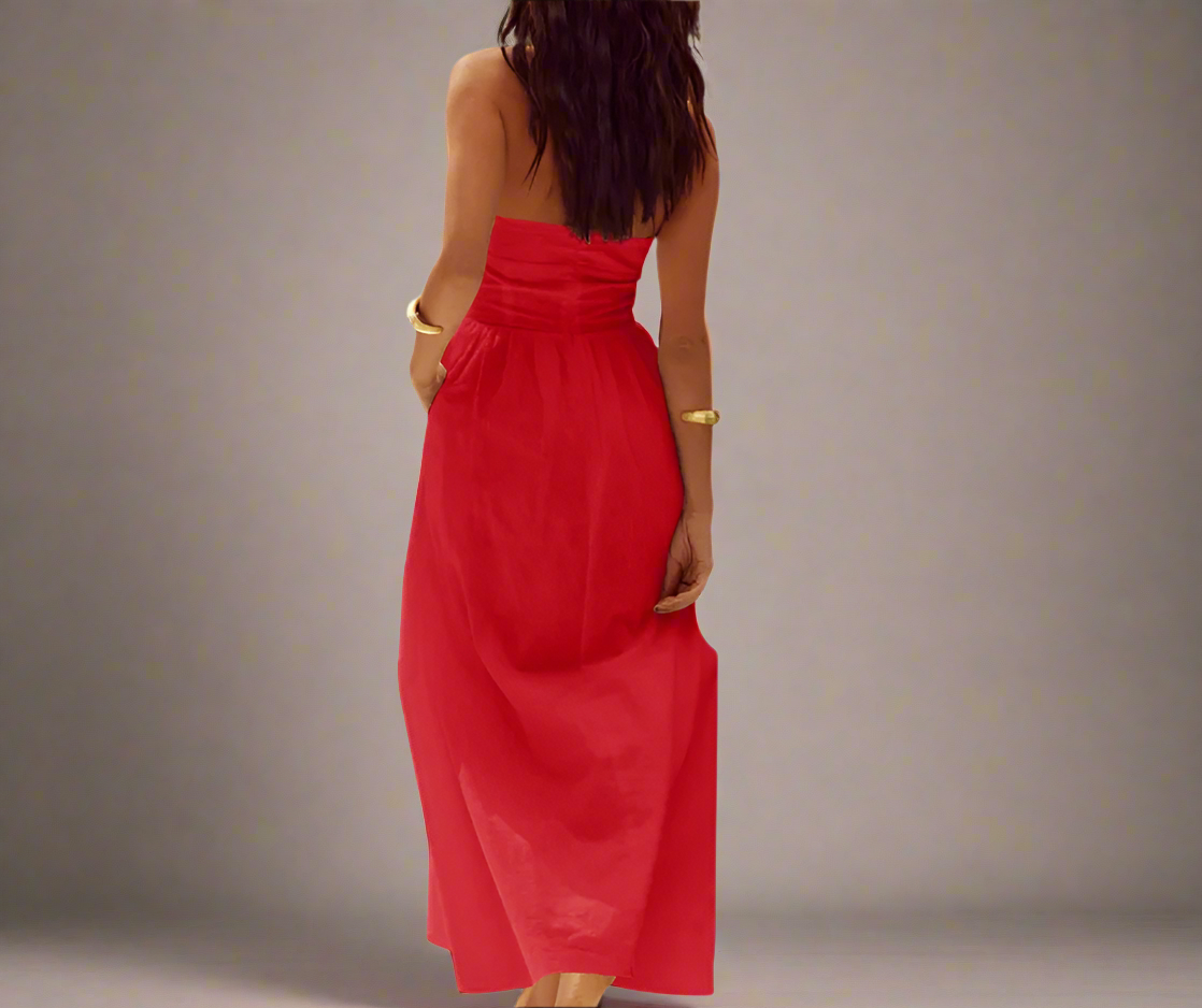 Red Halter Maxi Dress