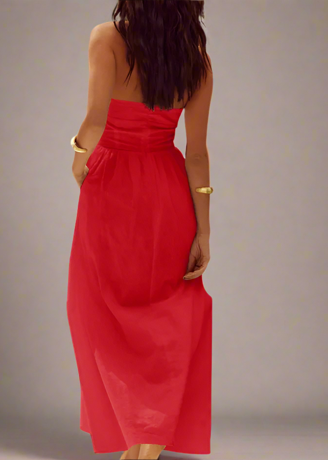 Red Halter Maxi Dress