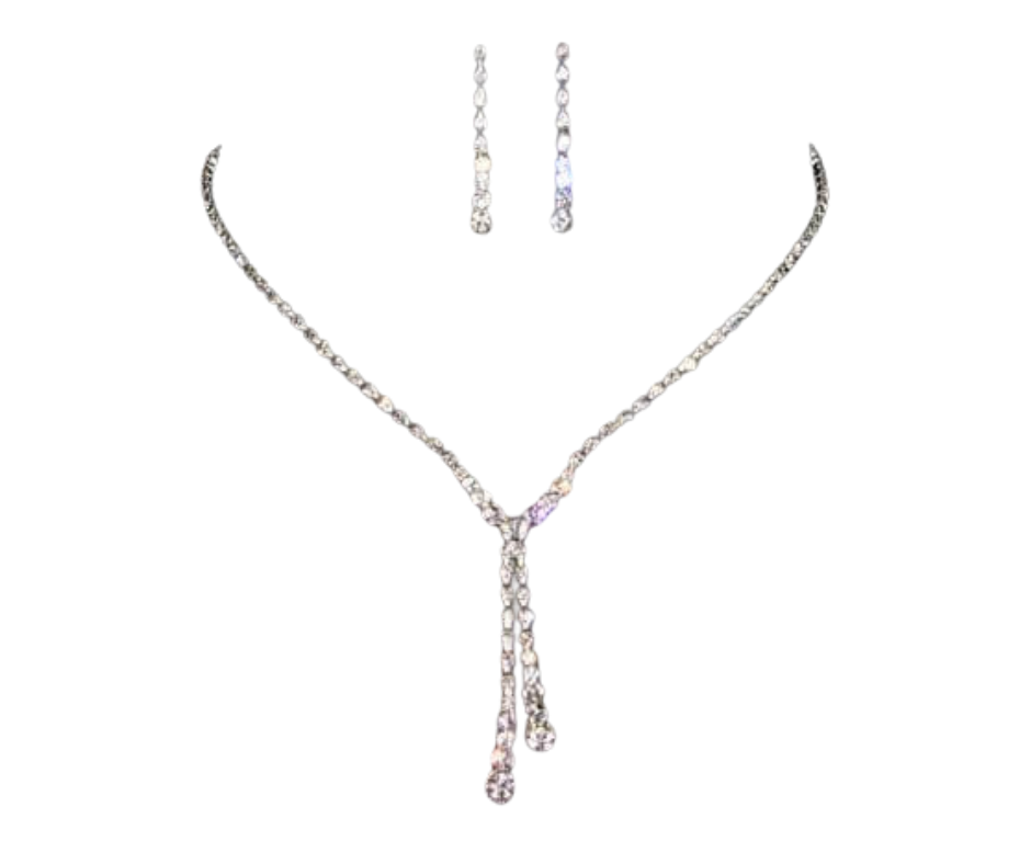 Fine Double Drop Necklace and Earring Set