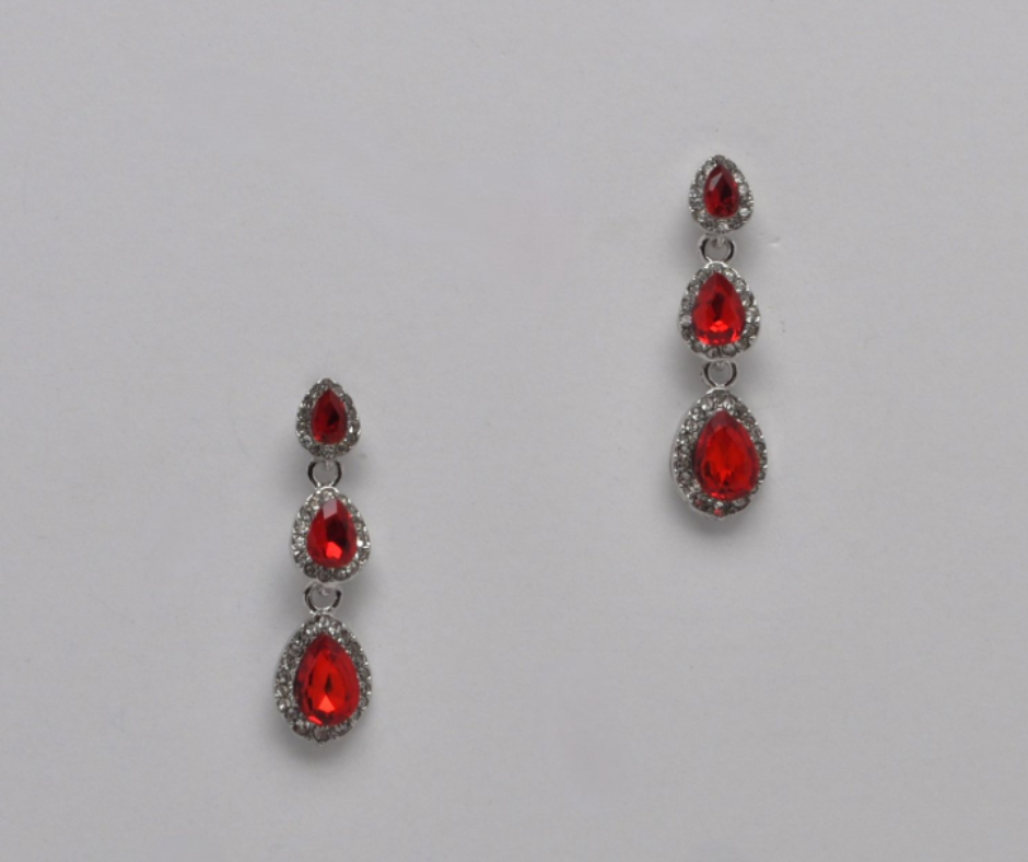 Ruby Red Rhinestone Earring