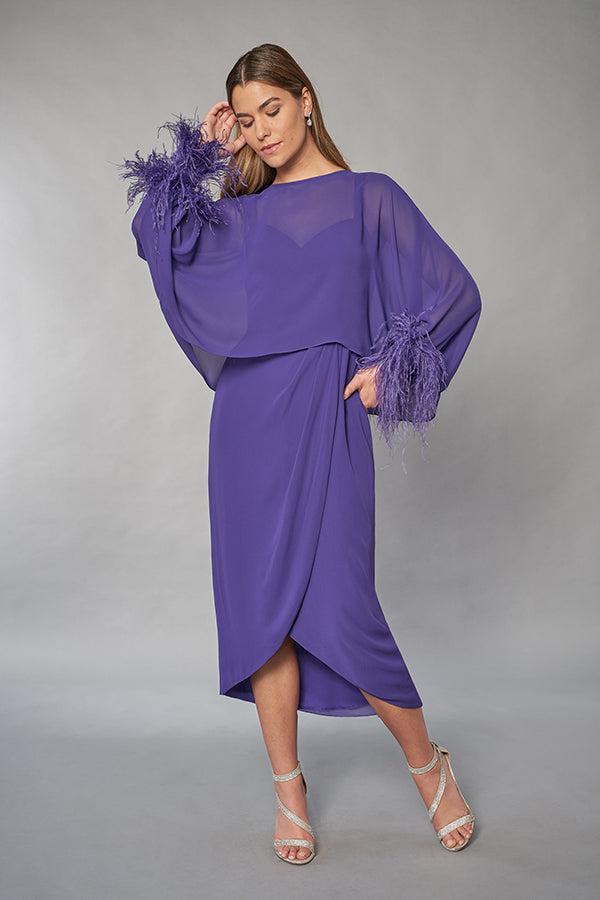 Versatile Sheath Gown with Feathered Jacket and Tulip-Shaped Skirt-999 FORMAL - MOB-FORMAL SOCIETY