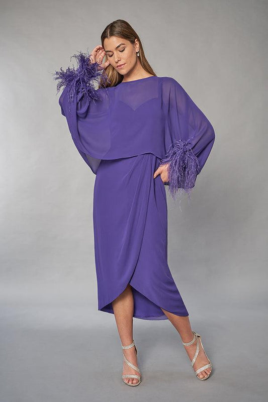 Versatile Sheath Gown with Feathered Jacket and Tulip-Shaped Skirt-999 FORMAL - MOB-FORMAL SOCIETY
