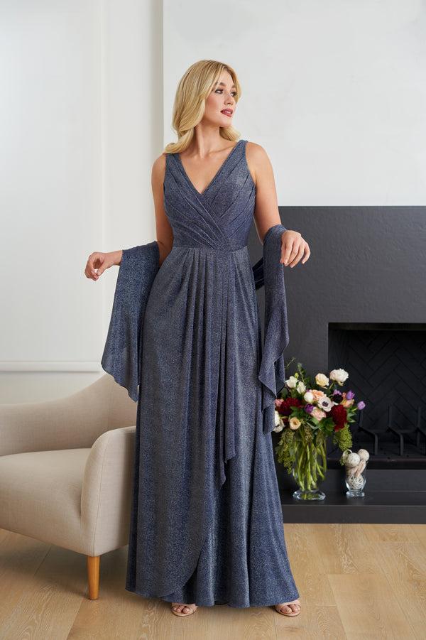 Fetching Metallic Stretch Jersey A-line Gown - K258052-999 FORMAL - MOB-FORMAL SOCIETY