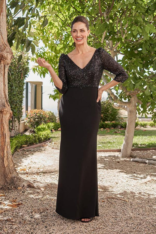 Captivating Sequin Bodice and Soft Crepe Fit & Flare Gown - K258012-999 FORMAL - MOB-FORMAL SOCIETY