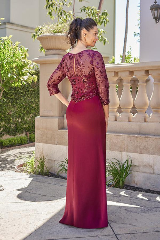 Crepe Back Charmeuse and Sequin Lace Fit & Flare gown - K258015-999 FORMAL - MOB-FORMAL SOCIETY