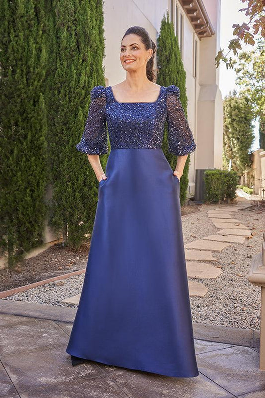 Magnificent Mikado and Barbara Sequin A-line Gown - K258019-999 FORMAL - MOB-FORMAL SOCIETY