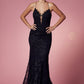 Glittering Prom Dress with Deep V-Neck Bodice