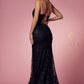 Glittering Prom Dress with Deep V-Neck Bodice