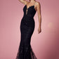 Glittering Prom Dress with Deep V-Neck Bodice