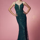 Glittering Prom Dress with Deep V-Neck Bodice